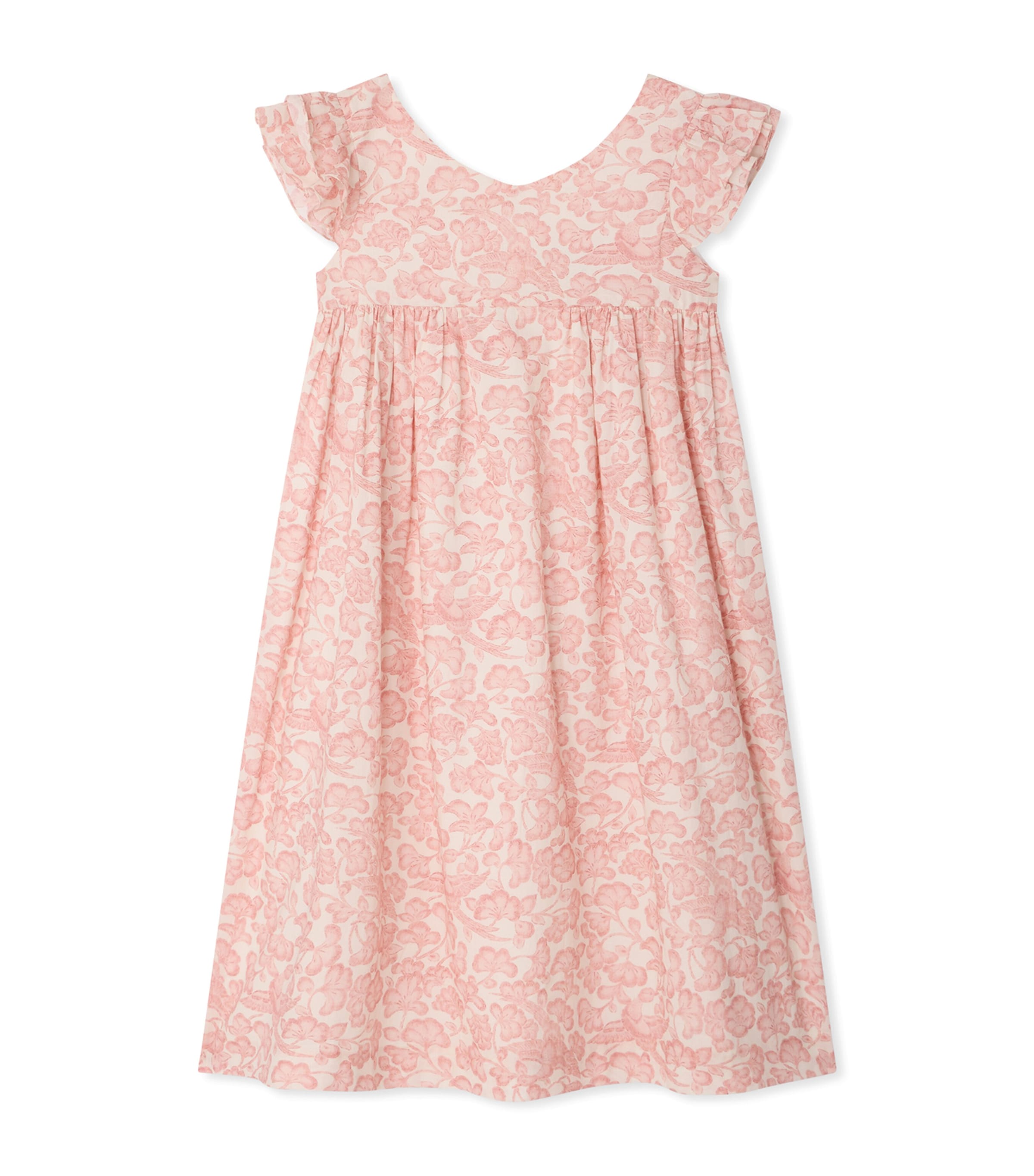 Bonpoint Cotton Galantine Dress (10-14 Years) Fl Beige Rose