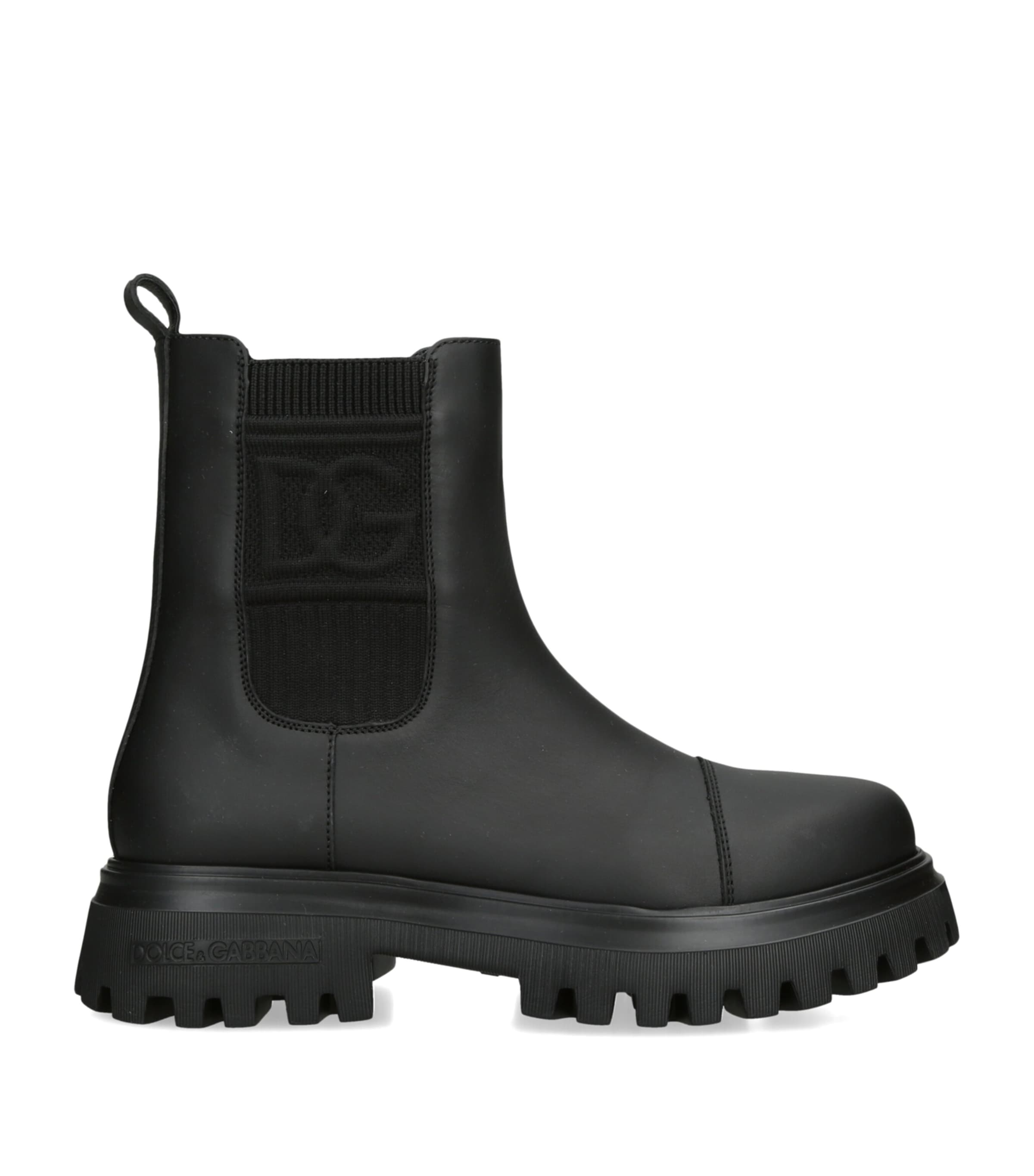Dolce&Gabbana Kids Leather Chelsea Boots Black
