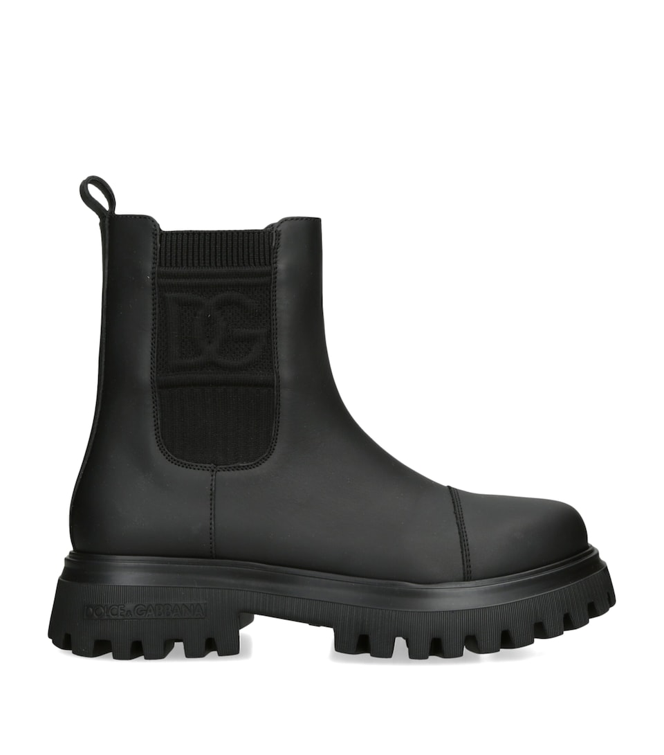 Dolce&Gabbana Kids Leather Chelsea Boots Black
