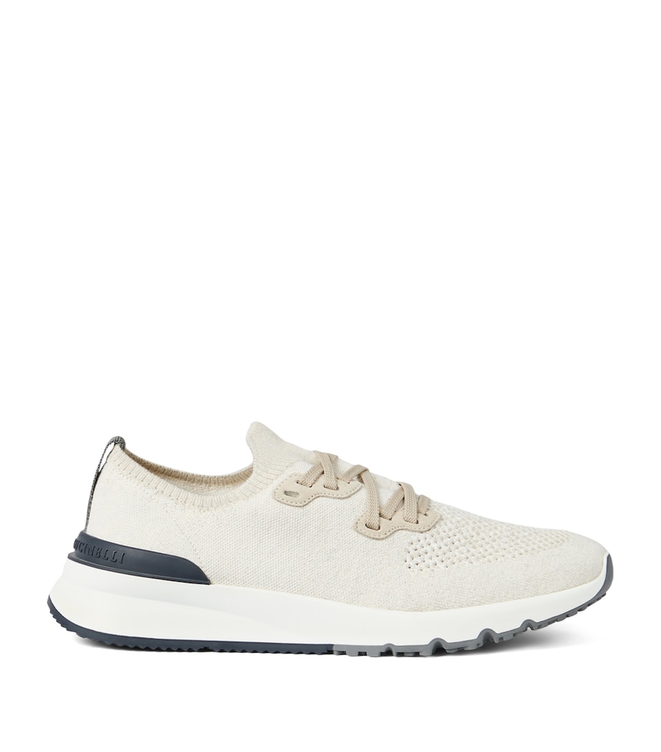 Cotton-Blend Chiné-Knit Sneakers