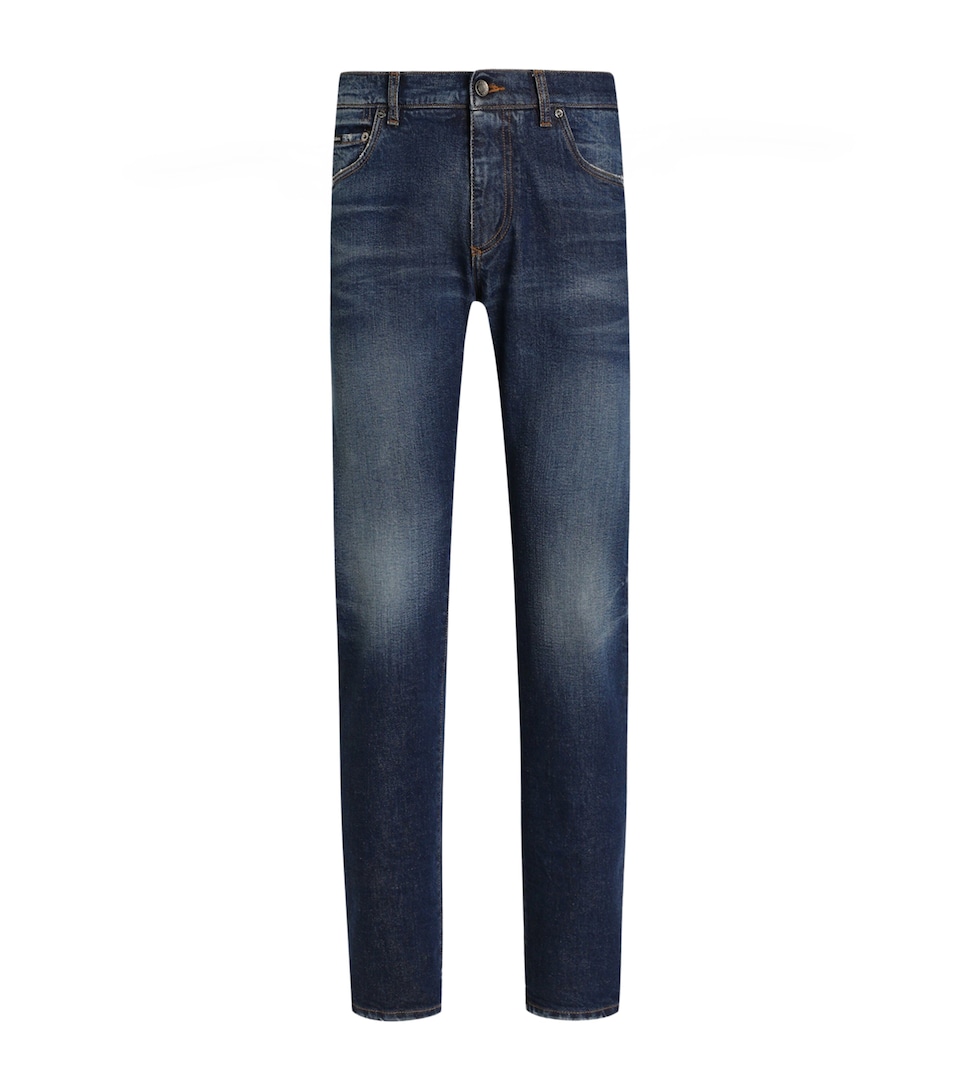 Dolce&Gabbana Mens Slim Logo-Patch Jeans Combined Colour