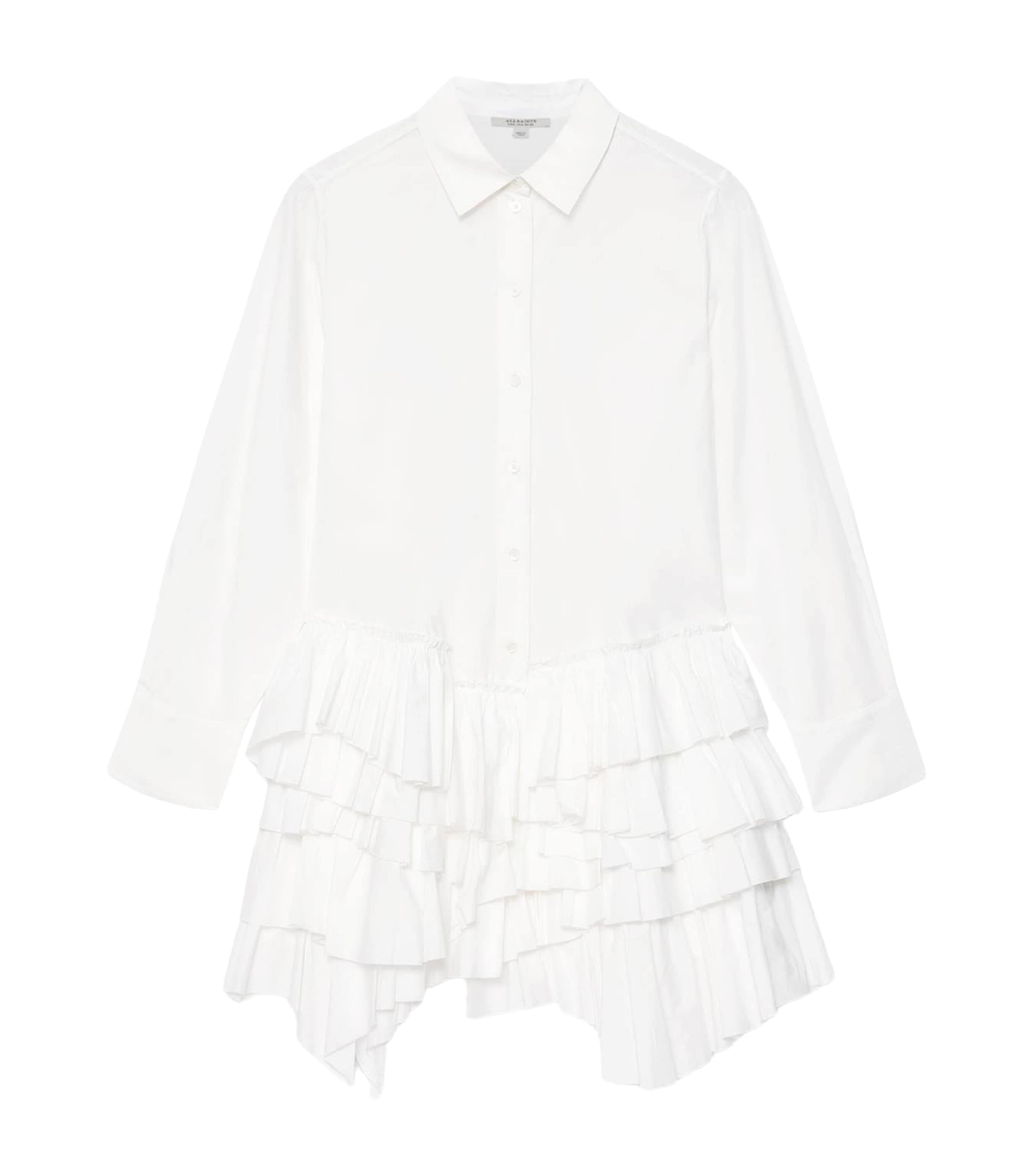 AllSaints Womens Organic Cotton Kristi Shirt Dress Optic White