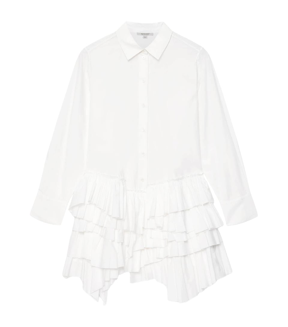AllSaints Womens Organic Cotton Kristi Shirt Dress Optic White