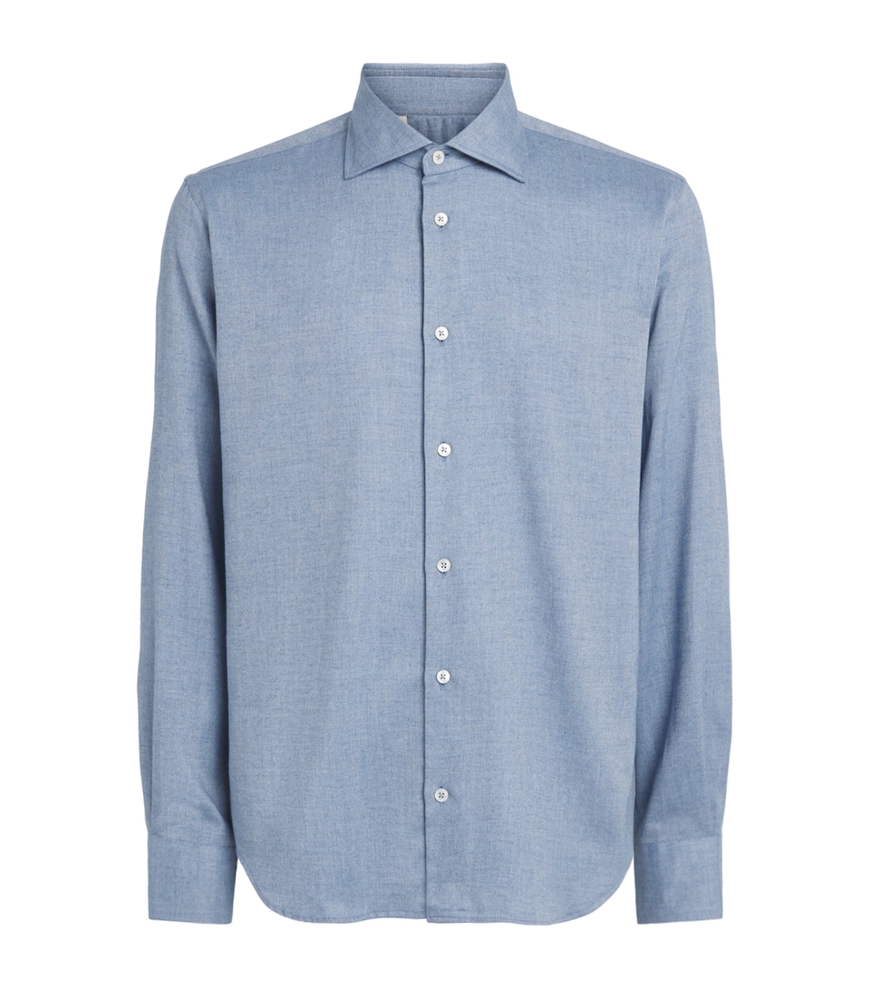 Maurizio Baldassari Mens Cotton-Lyocell Santini Shirt Air Blue