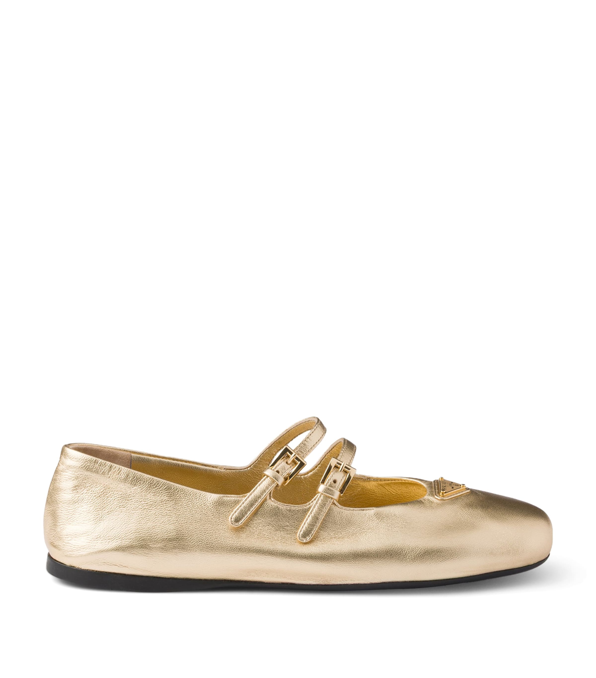 Prada Metallic Nappa Leather Ballet Flats Gold/silver