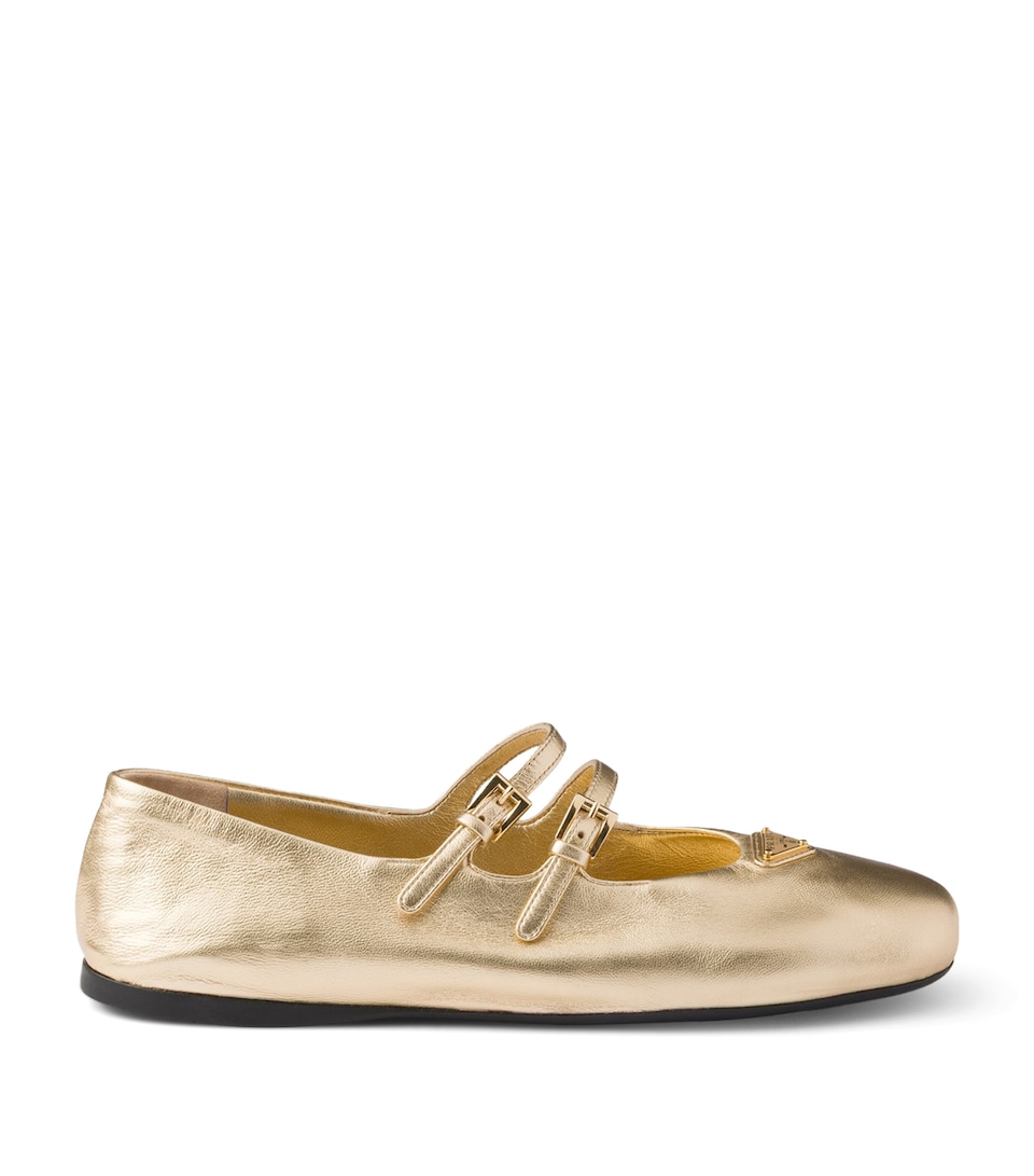 Prada Metallic Nappa Leather Ballet Flats Gold/silver
