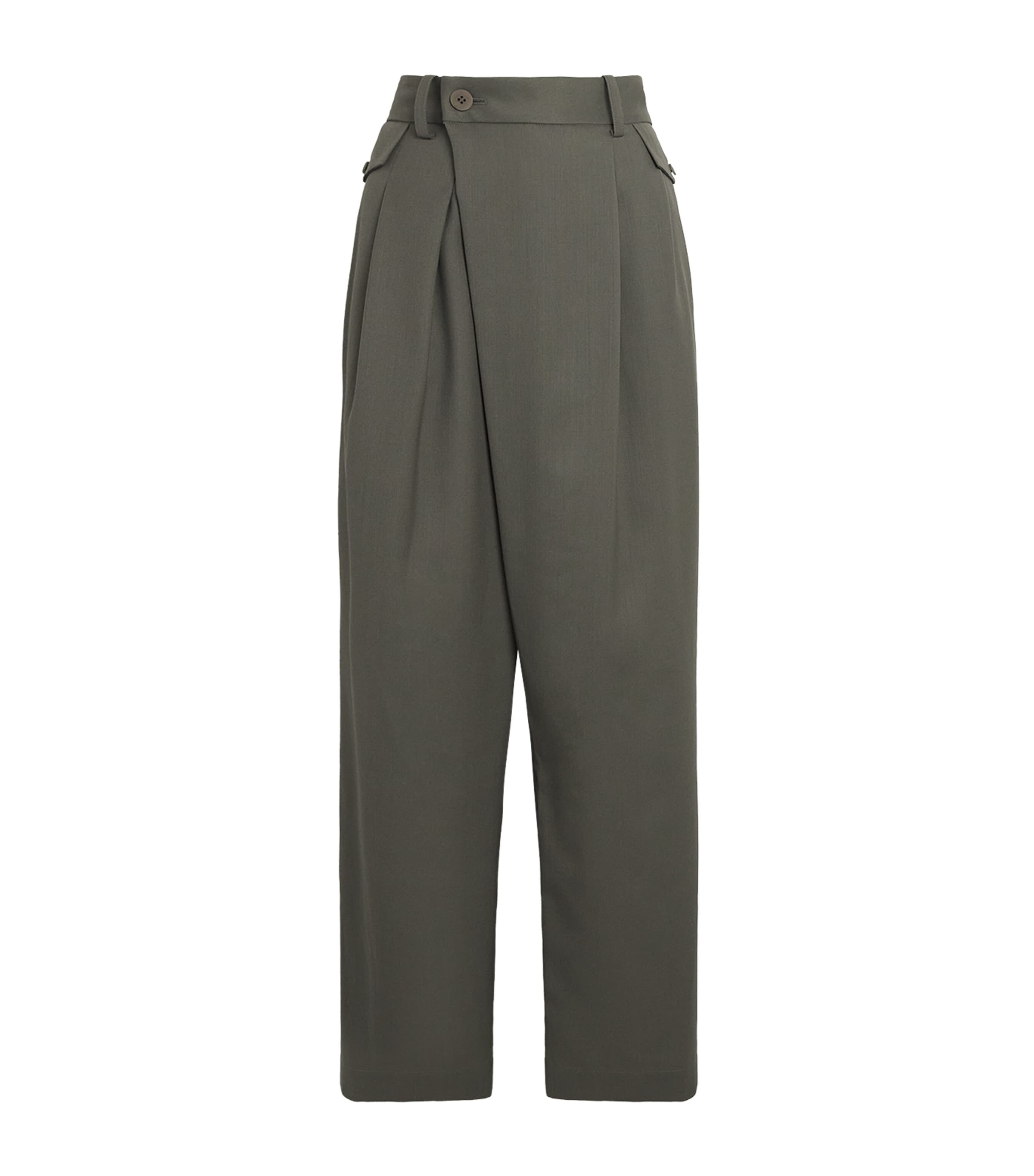 Issey Miyake Womens Wool-Blend Lustrous Trousers Grey