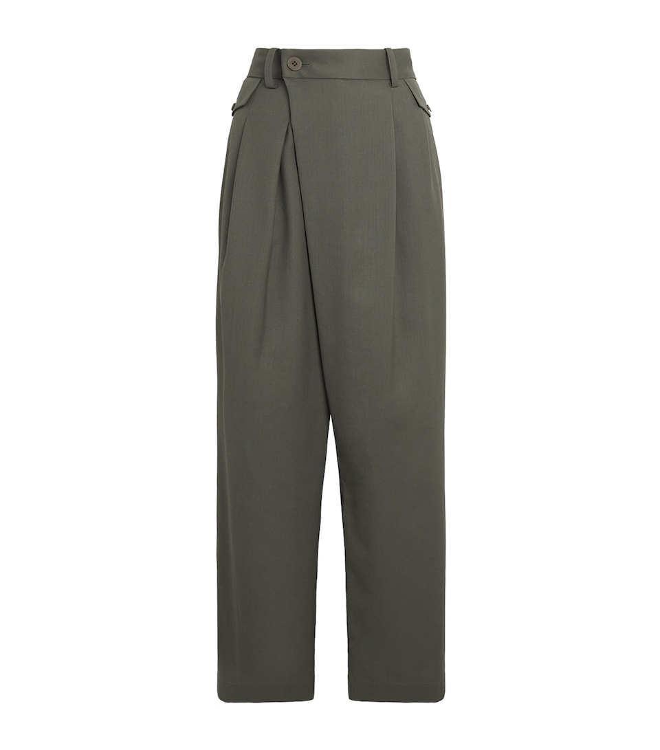 Issey Miyake Womens Wool-Blend Lustrous Trousers Grey