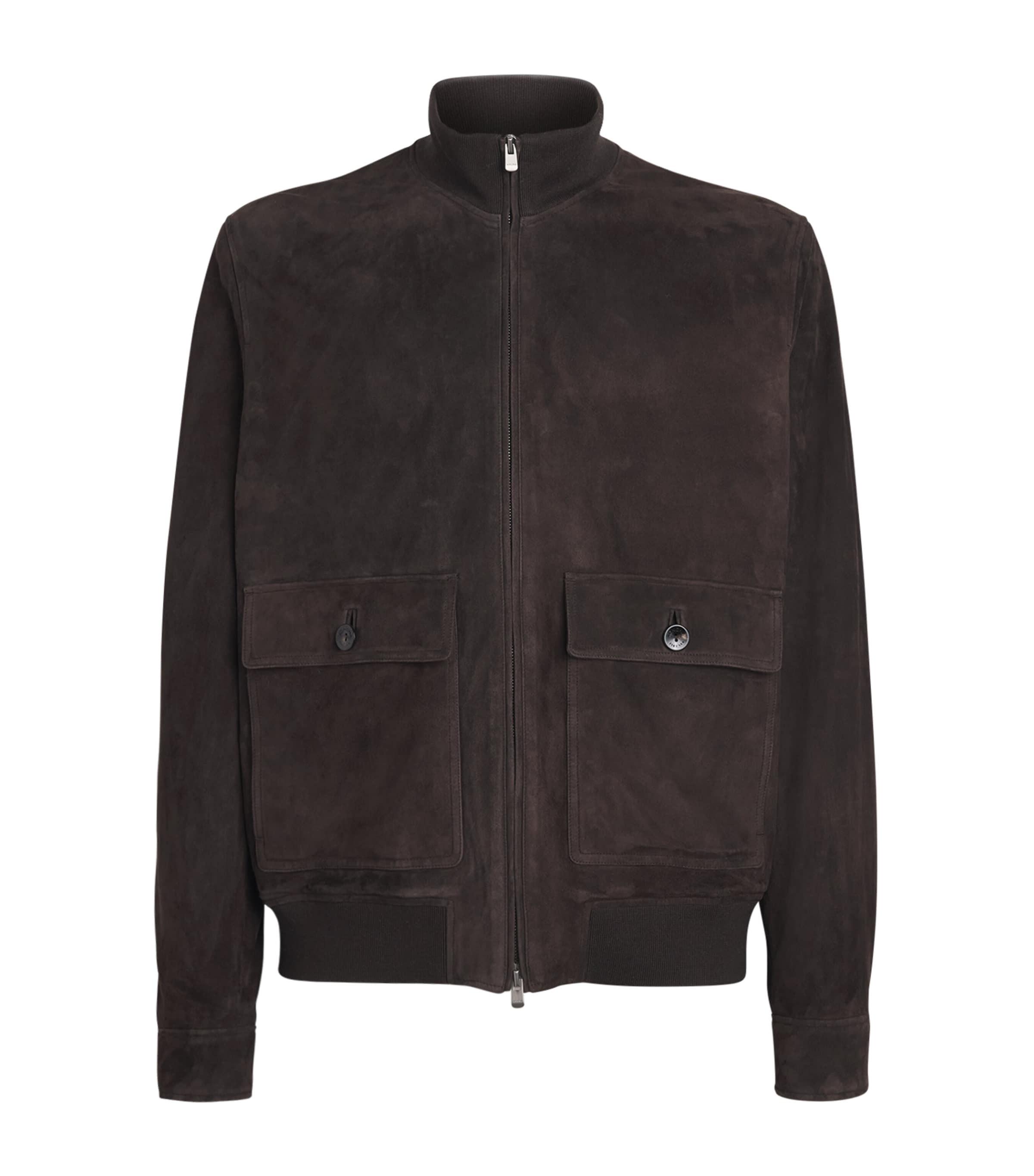 Agnona Mens Suede Jacket Brown Chocolate