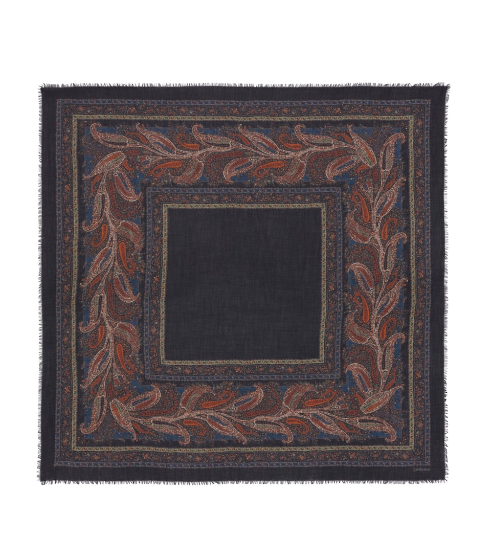 Saint Laurent Womens Cashmere Geometric Paisley Scarf