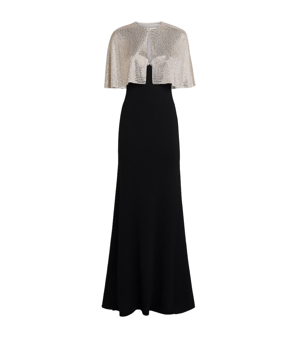 Roland Mouret Womens Embellished-Cape Gown Black