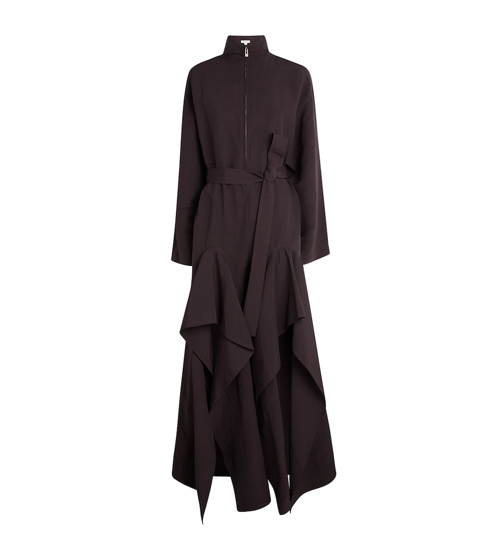 Alaïa Womens Paper-Blend Ruffled Jumpsuit Aubergine