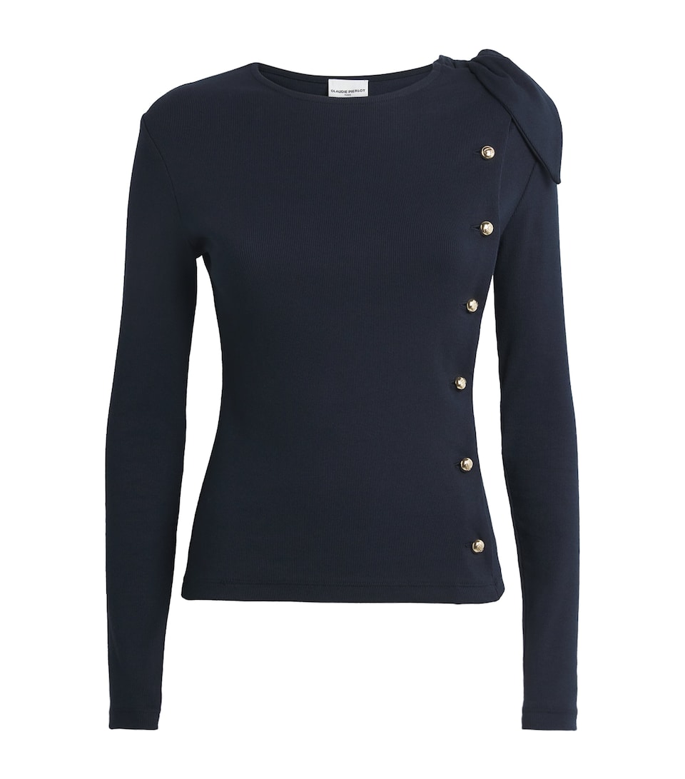 Stretch Cotton Asymmetric Cardigan