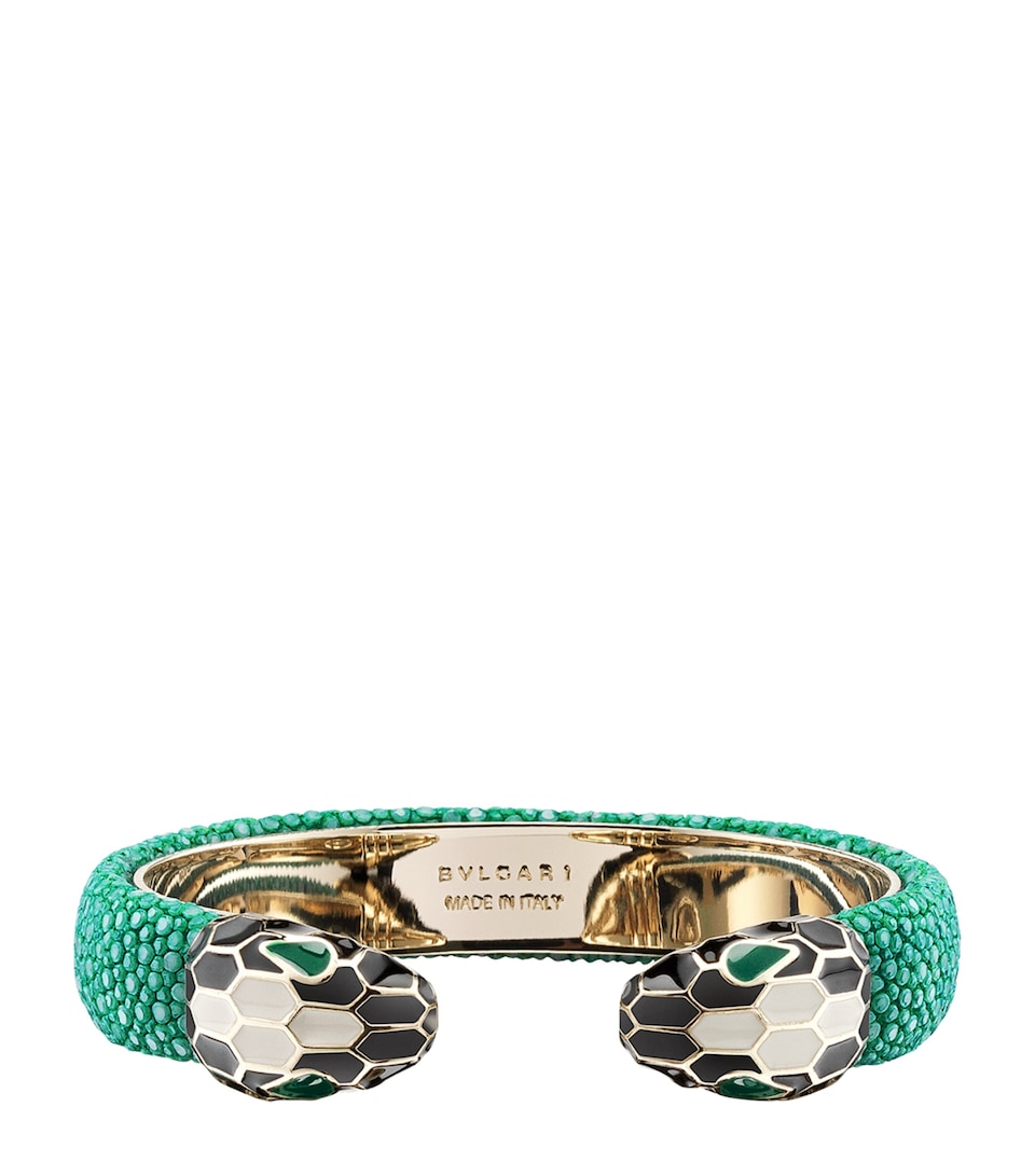 Bvlgari Leather Serpenti Forever Bangle (Medium) Green