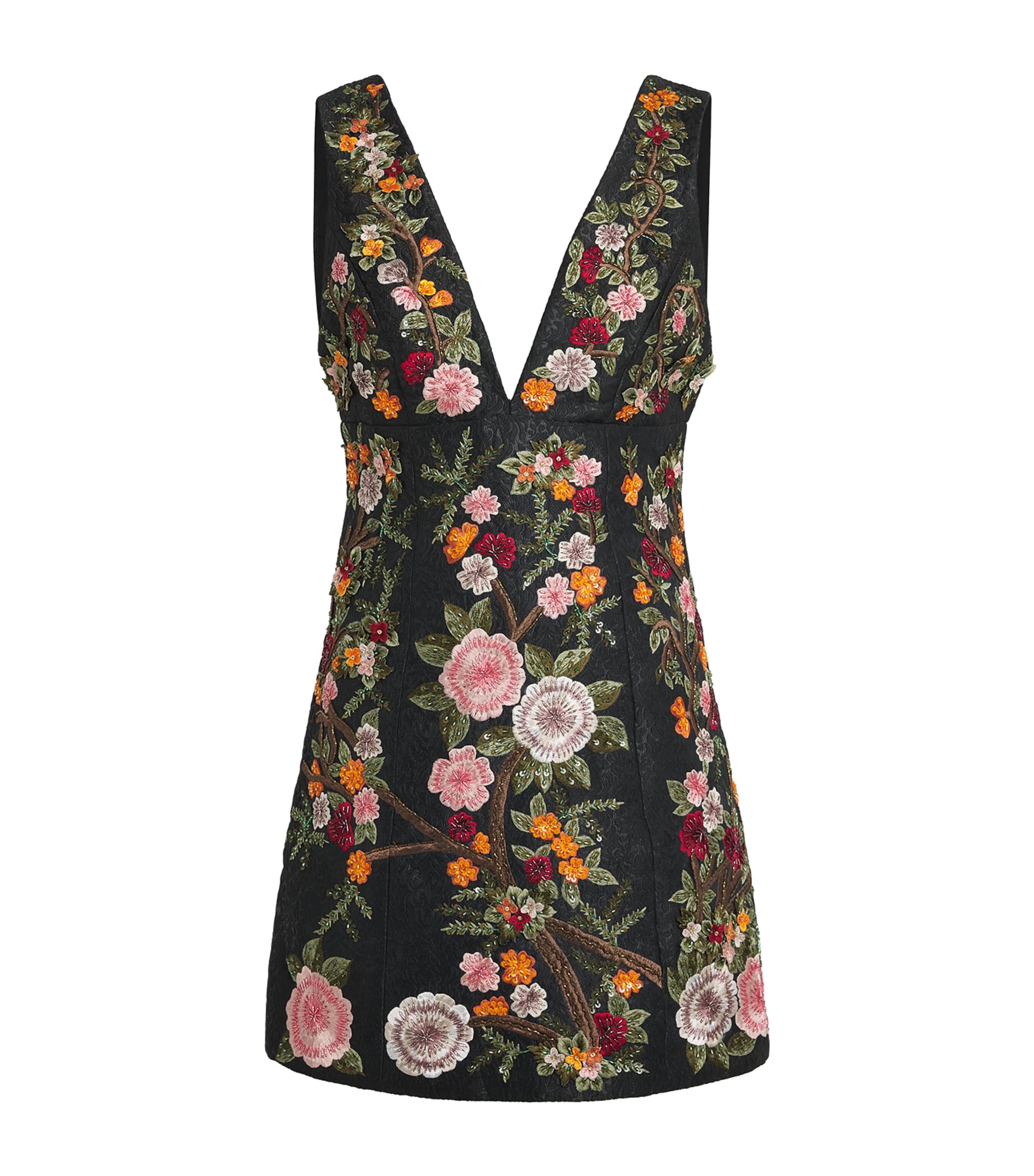 Alice+Olivia Womens Floral Embroidered Mini Dress Sunset Grv Blk