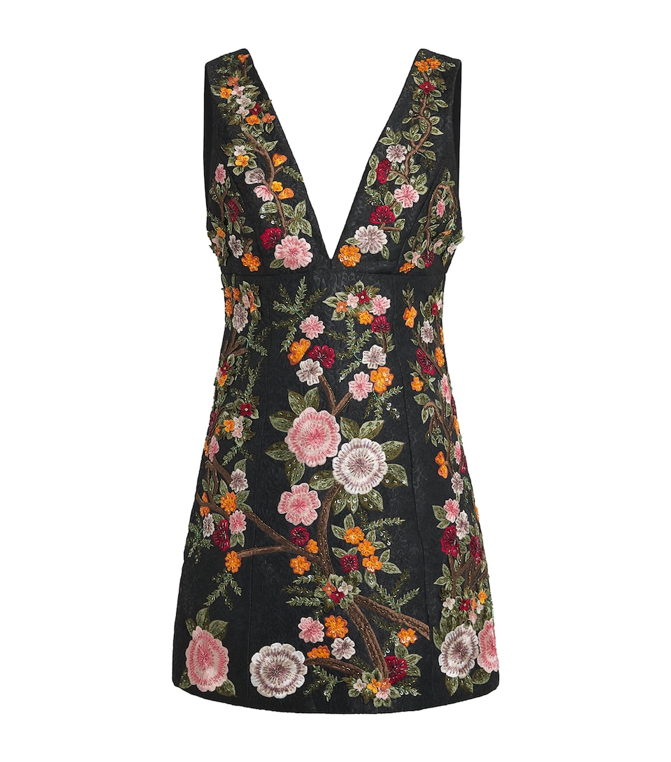 Alice+Olivia Womens Floral Embroidered Mini Dress Sunset Grv Blk