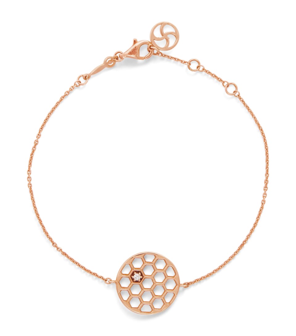 Rose Gold and Diamond Honeycomb Bracelet