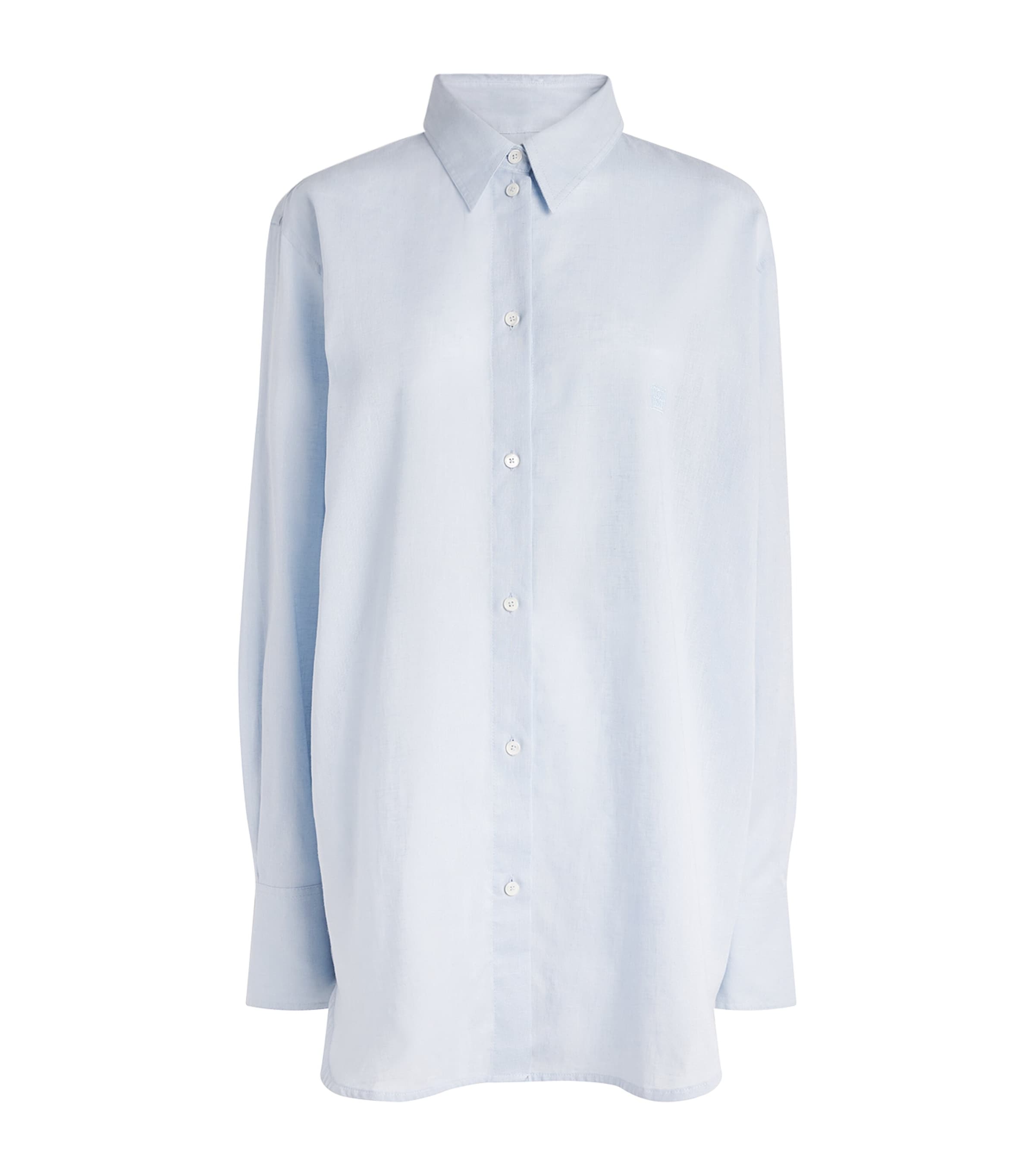 Toteme Womens Cotton-Linen Oversized Shirt Blue