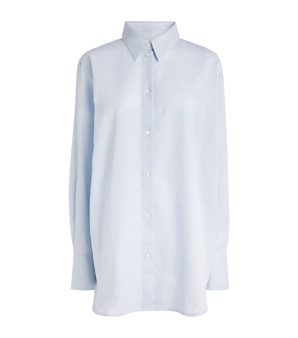 Toteme Womens Cotton-Linen Oversized Shirt Blue