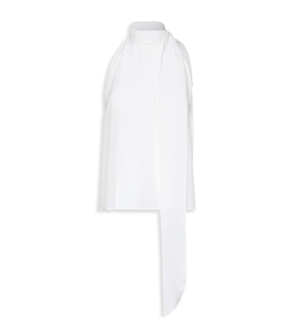 Max Mara Womens Silk Tie-Neck Blouse White