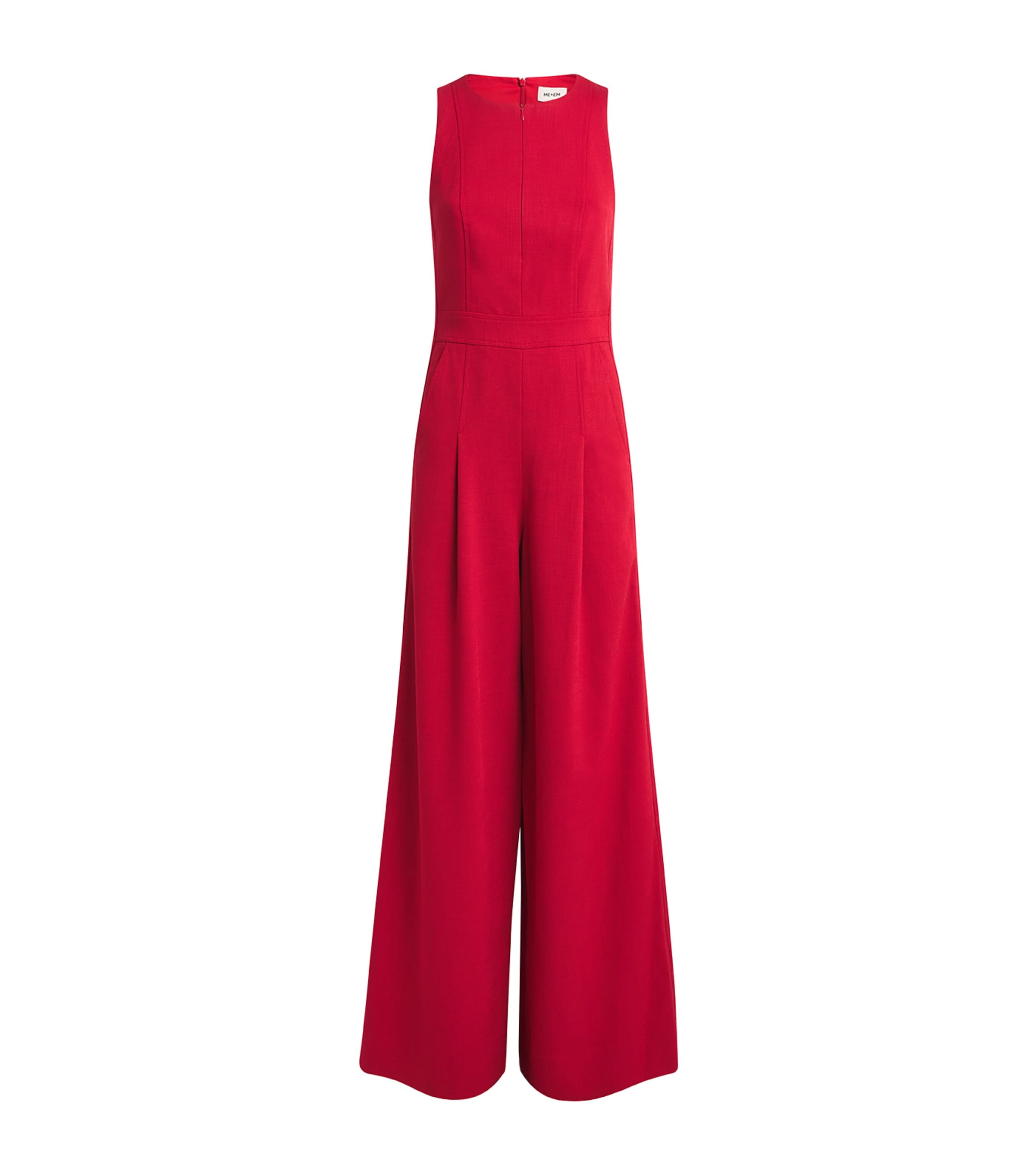 ME+EM Womens Tailored Wide-Leg Jumpsuit Ruby Red