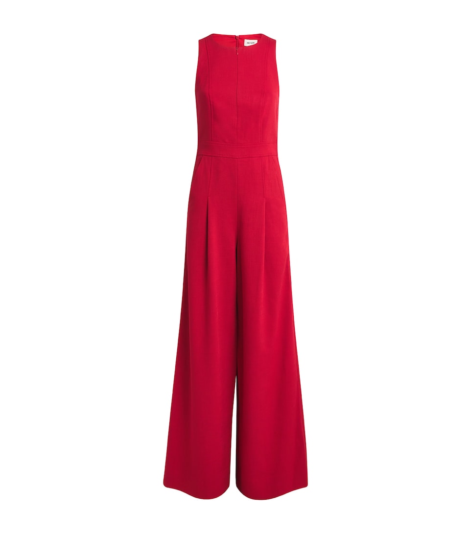 ME+EM Womens Tailored Wide-Leg Jumpsuit Ruby Red