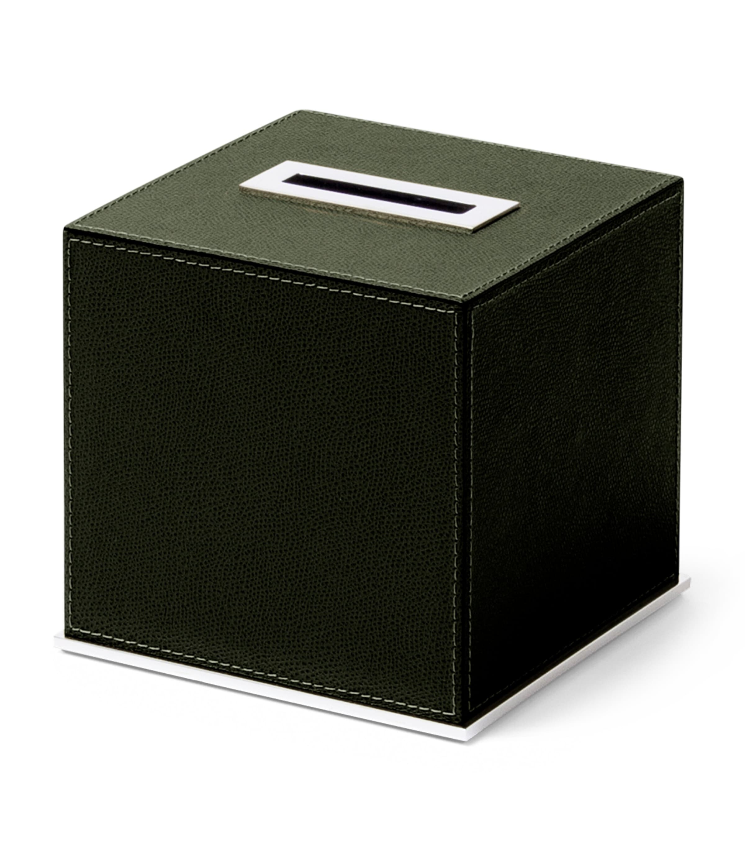 Frette Leather Otello Tissue Box Forest Green