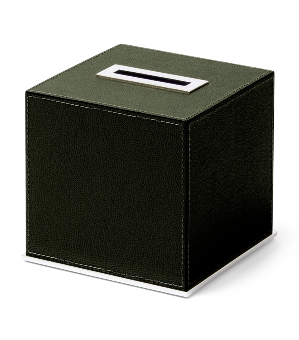 Frette Leather Otello Tissue Box Forest Green