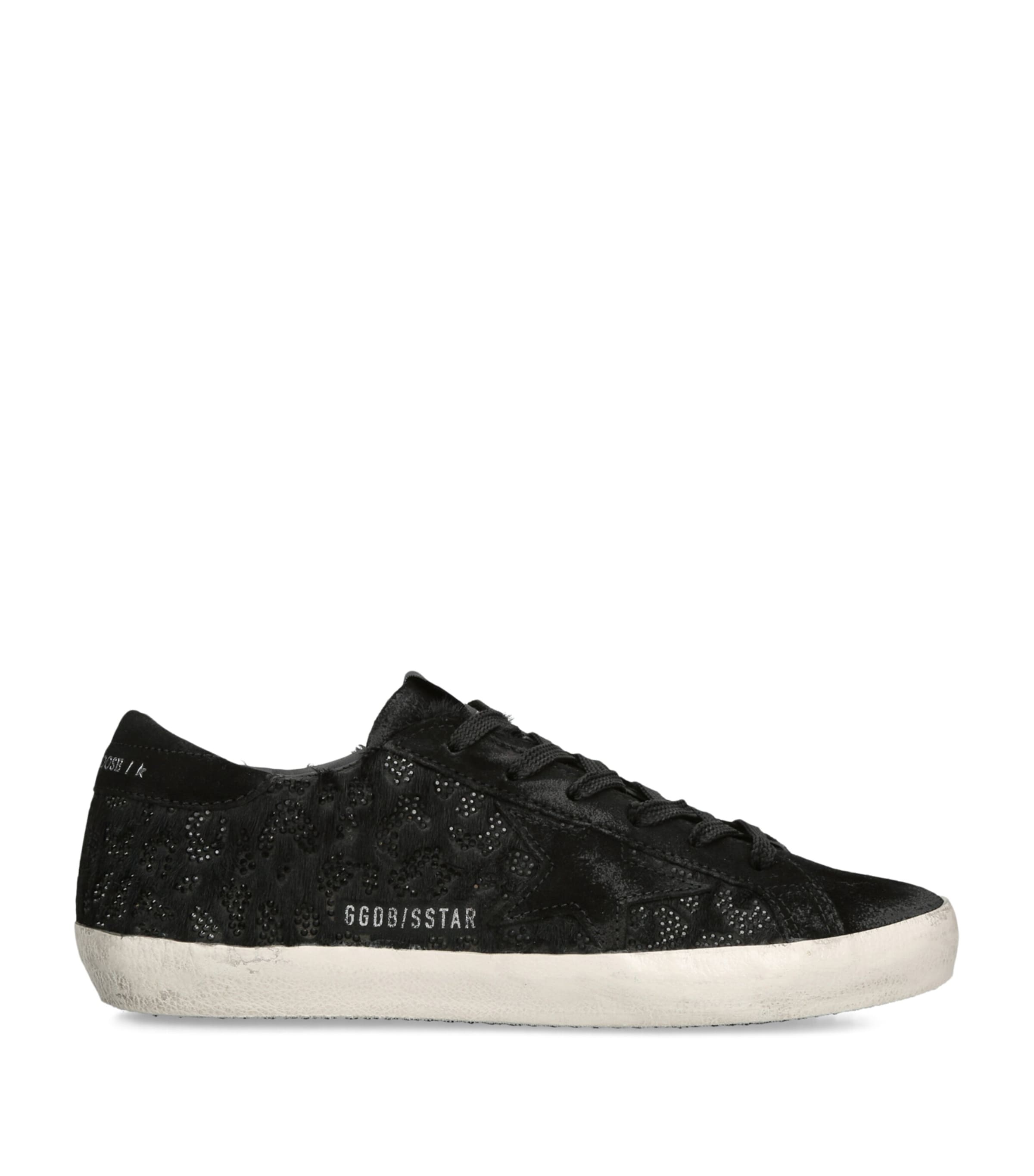 Golden Goose Embellished-Leather Super-Star Sneakers Black