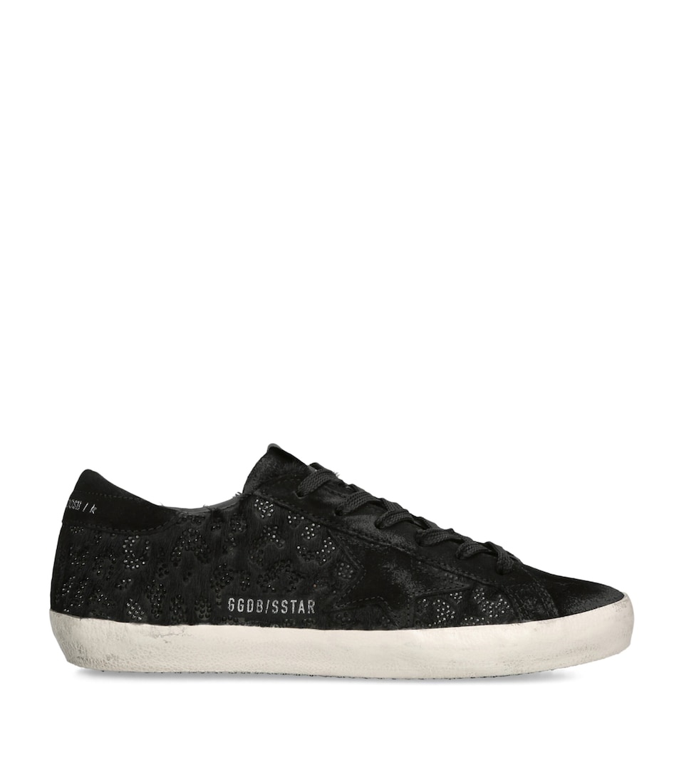 Golden Goose Embellished-Leather Super-Star Sneakers Black