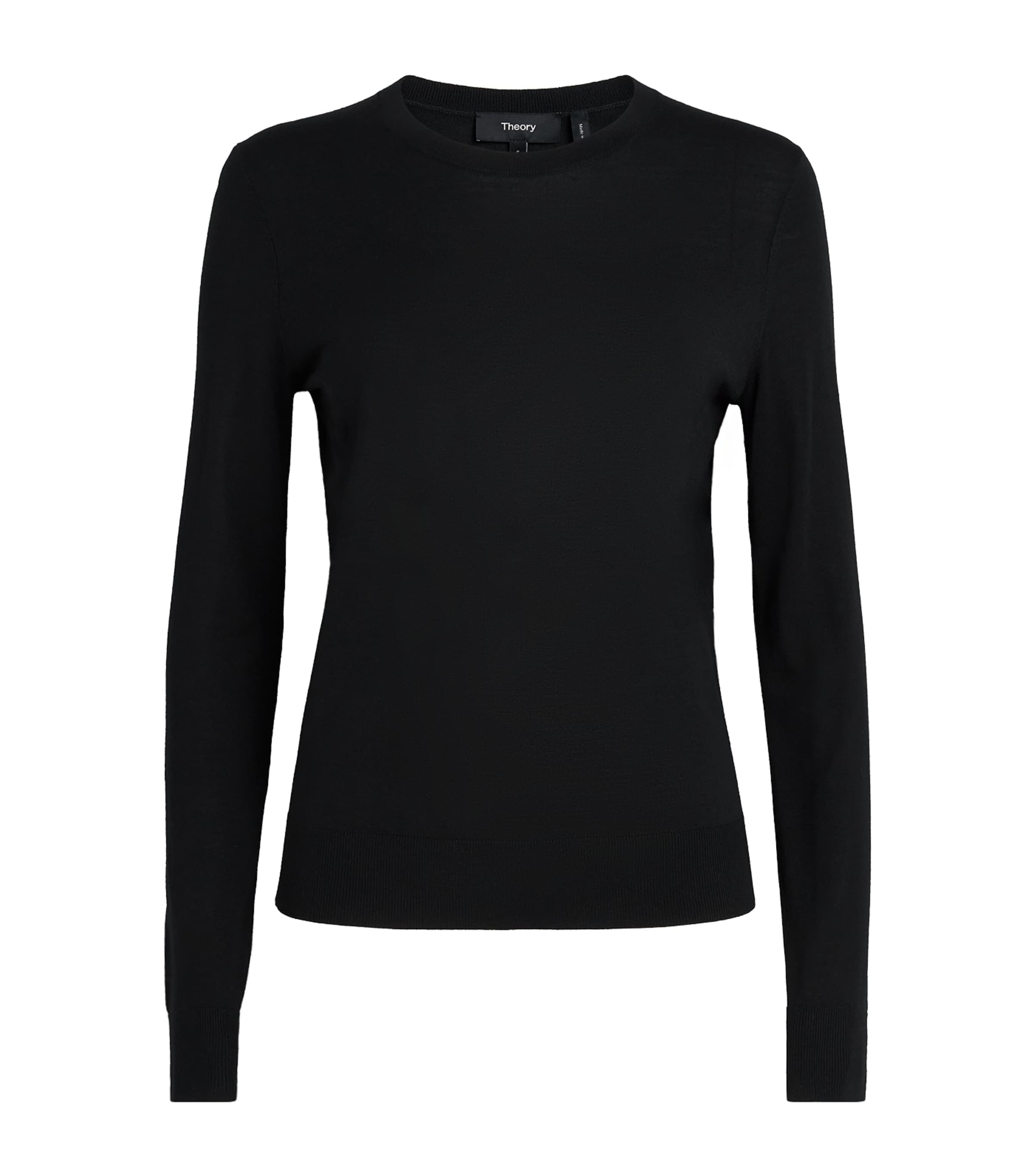 Theory Womens Wool Long-Sleeve T-Shirt Black