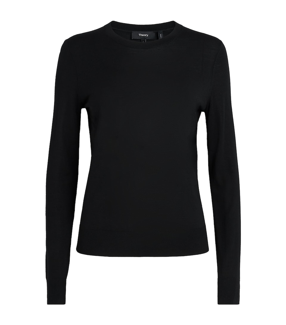 Theory Womens Wool Long-Sleeve T-Shirt Black