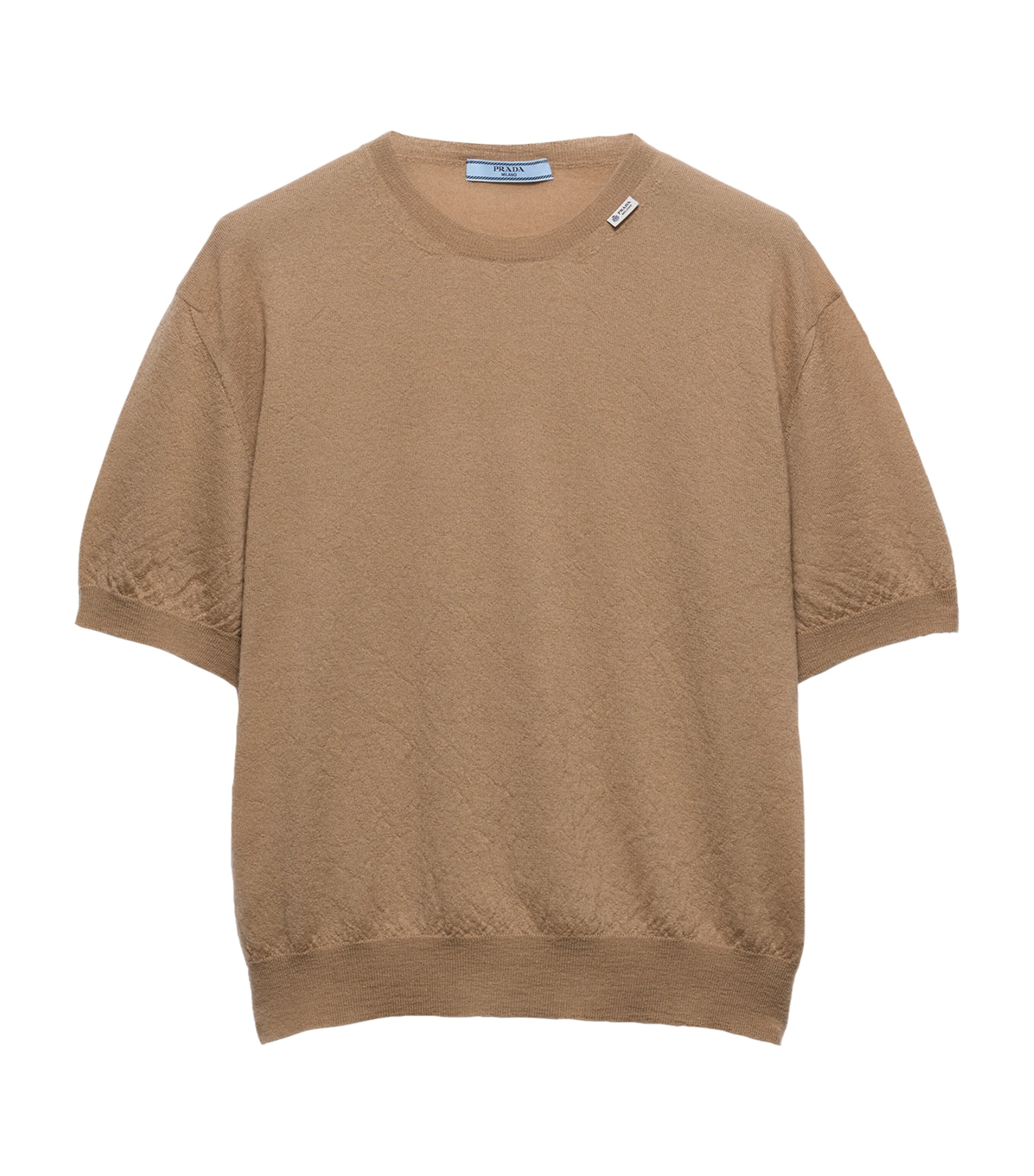 Prada Womens Cashmere Short-Sleeve Sweater Neutral
