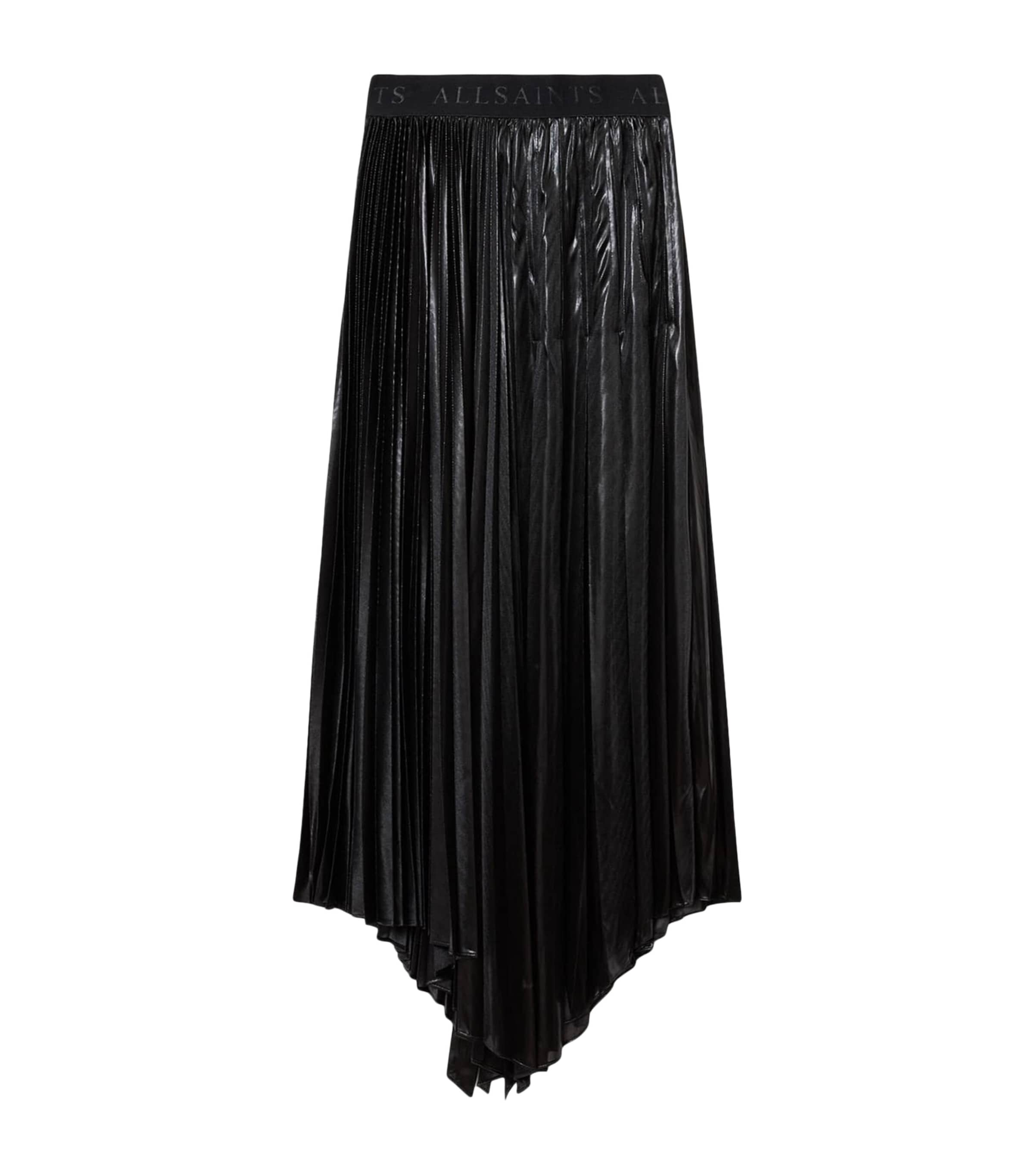 AllSaints Womens Pleated Jax Maxi Skirt Metallic Black