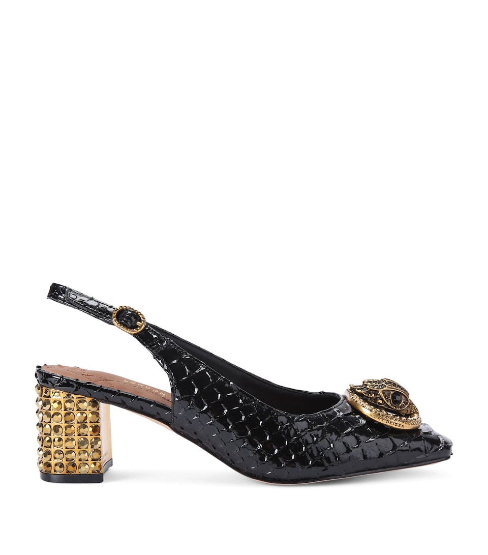 Snake-Effect Chelsea Slingback Pumps