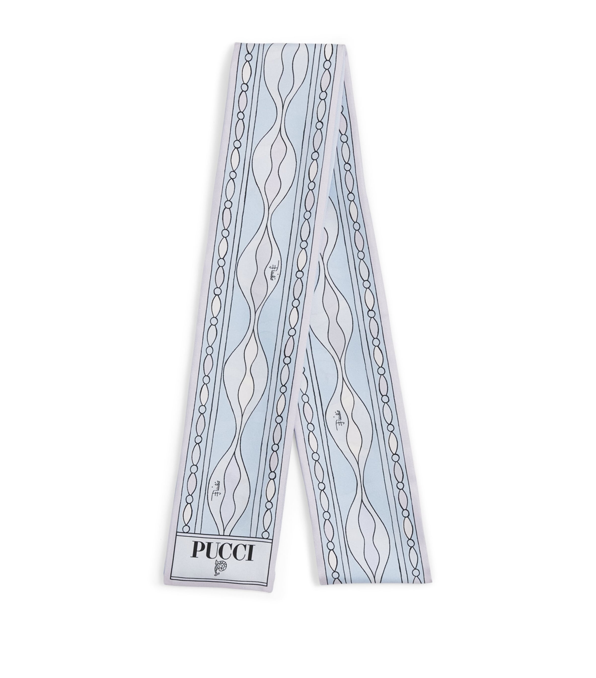 PUCCI Silk Mixed Print Twill Scarf Light Blue