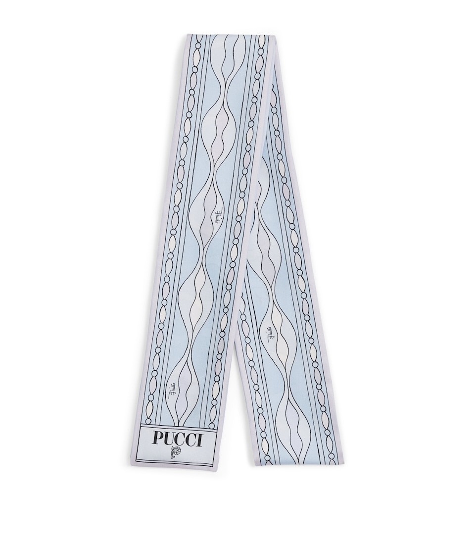 PUCCI Silk Mixed Print Twill Scarf Light Blue