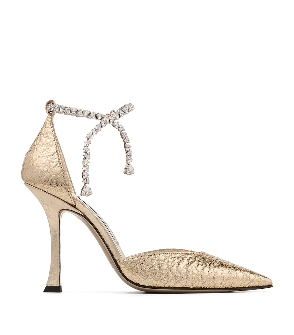 Jimmy Choo Stevie 100 Crinkled Pumps Gold