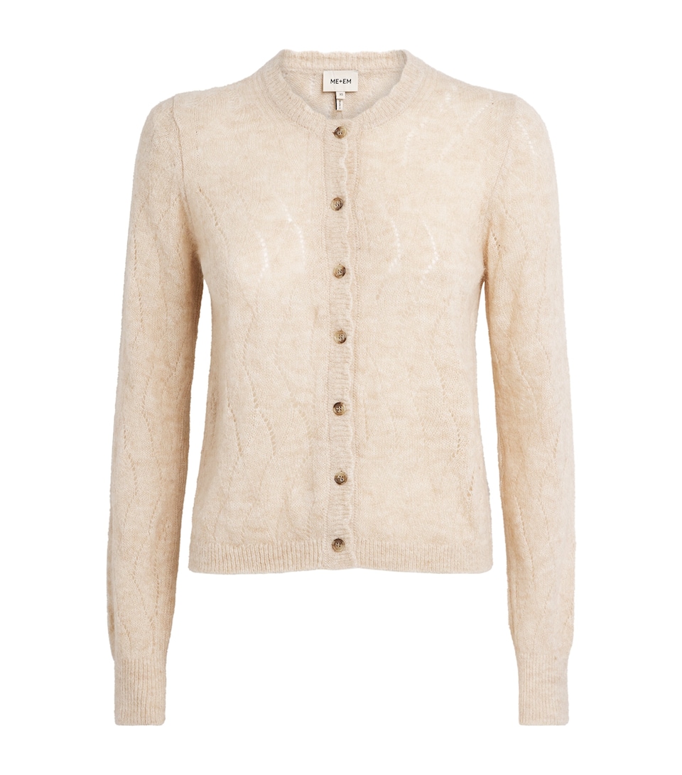 ME+EM Womens Pointelle Knit Cardigan Latte Melange