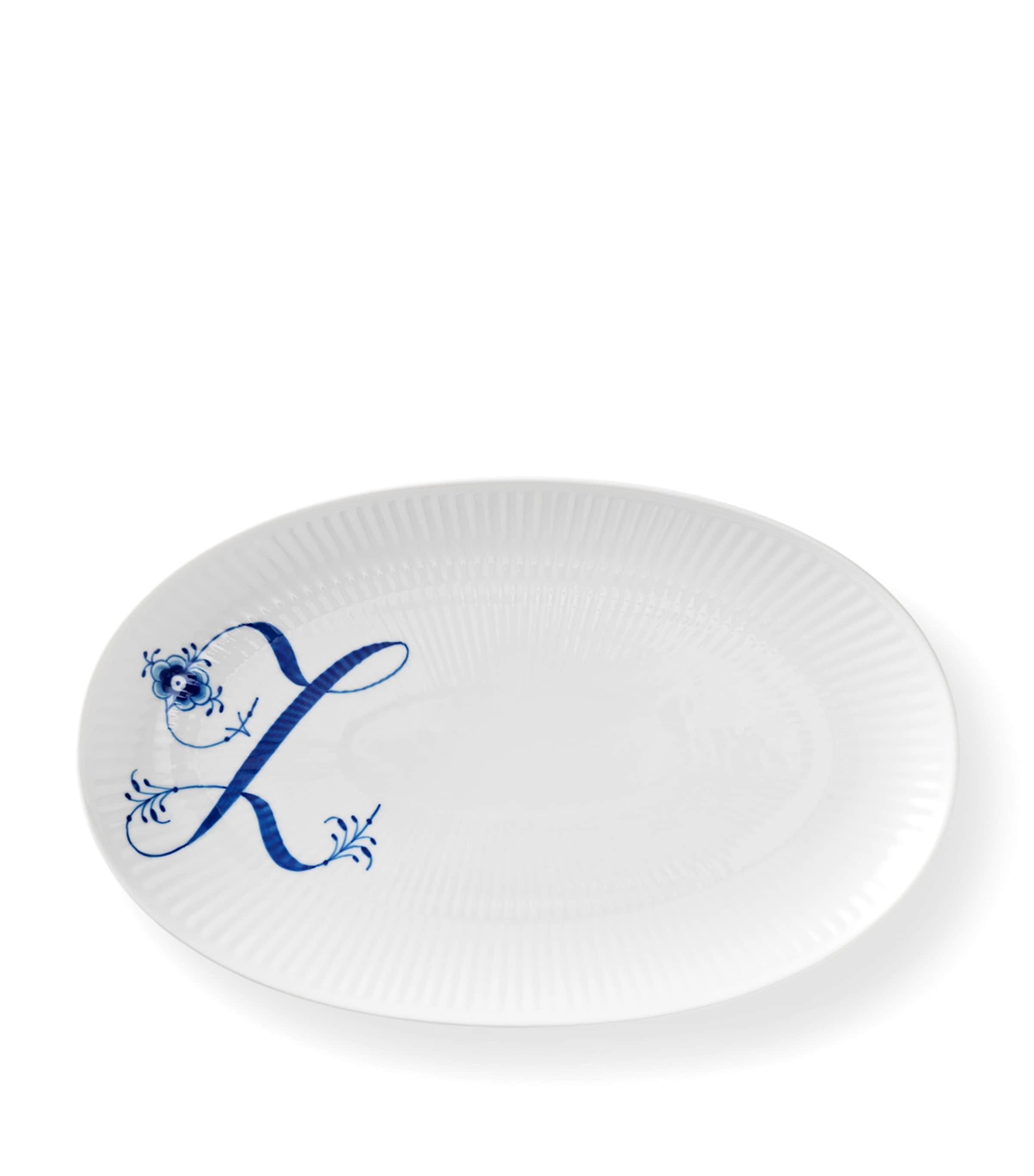 Royal Copenhagen Alphabet Coll Oval Plate (23.5cm) Blue