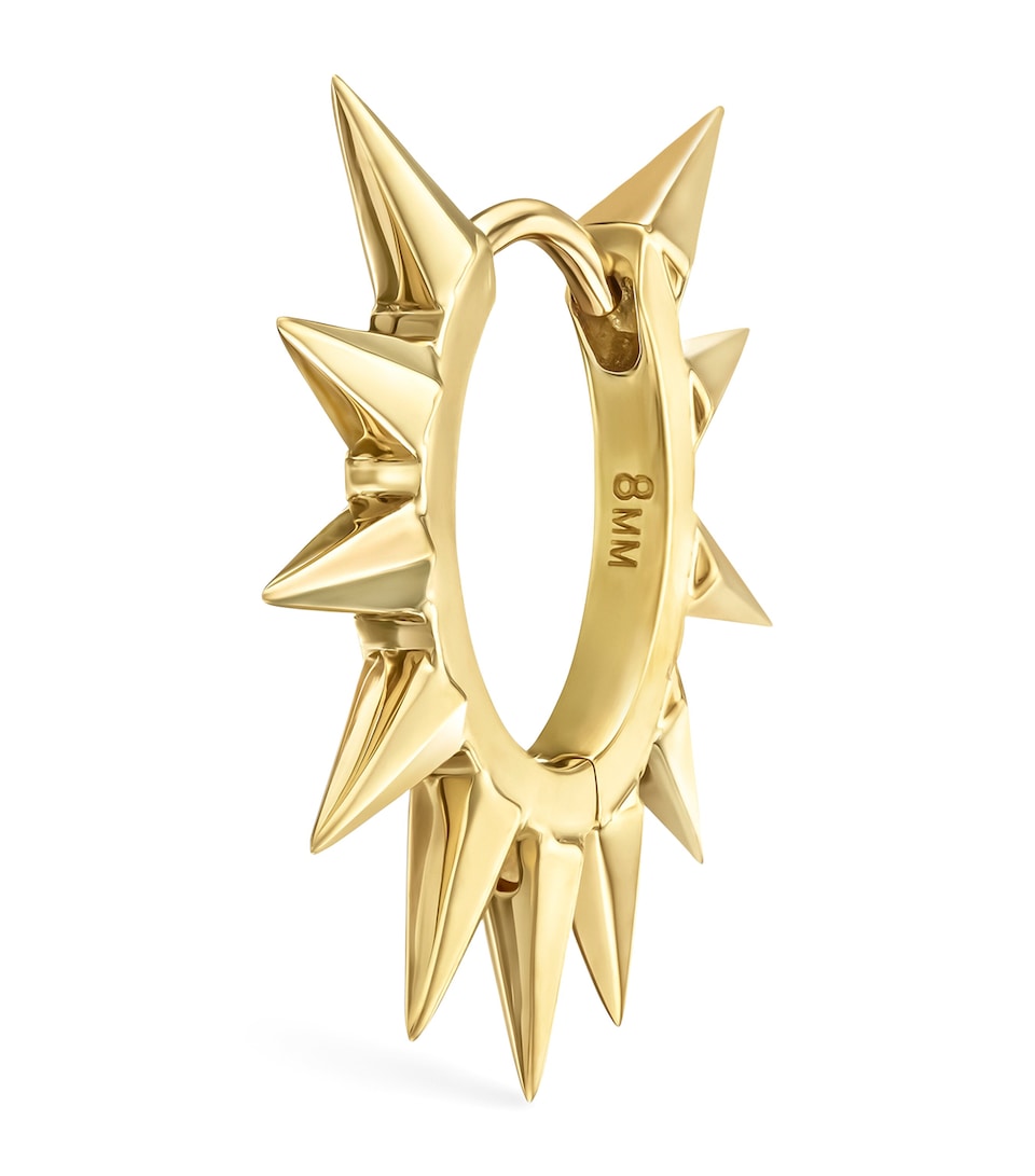 Yellow Gold Metal Mohawk Hoop Earring (8mm)