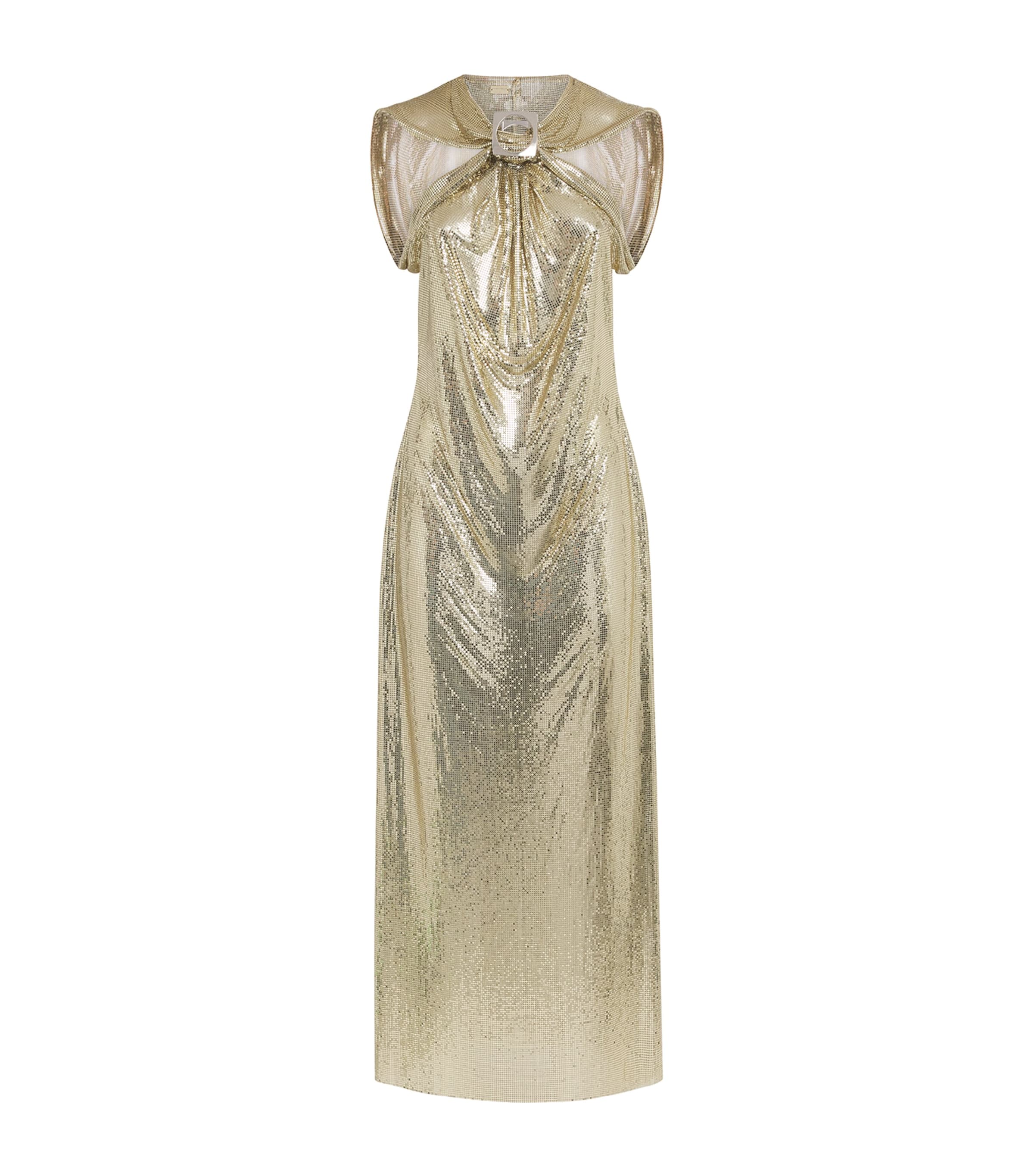 Rabanne Womens x Dinh Van Chainmail Gown Dv Light Gold