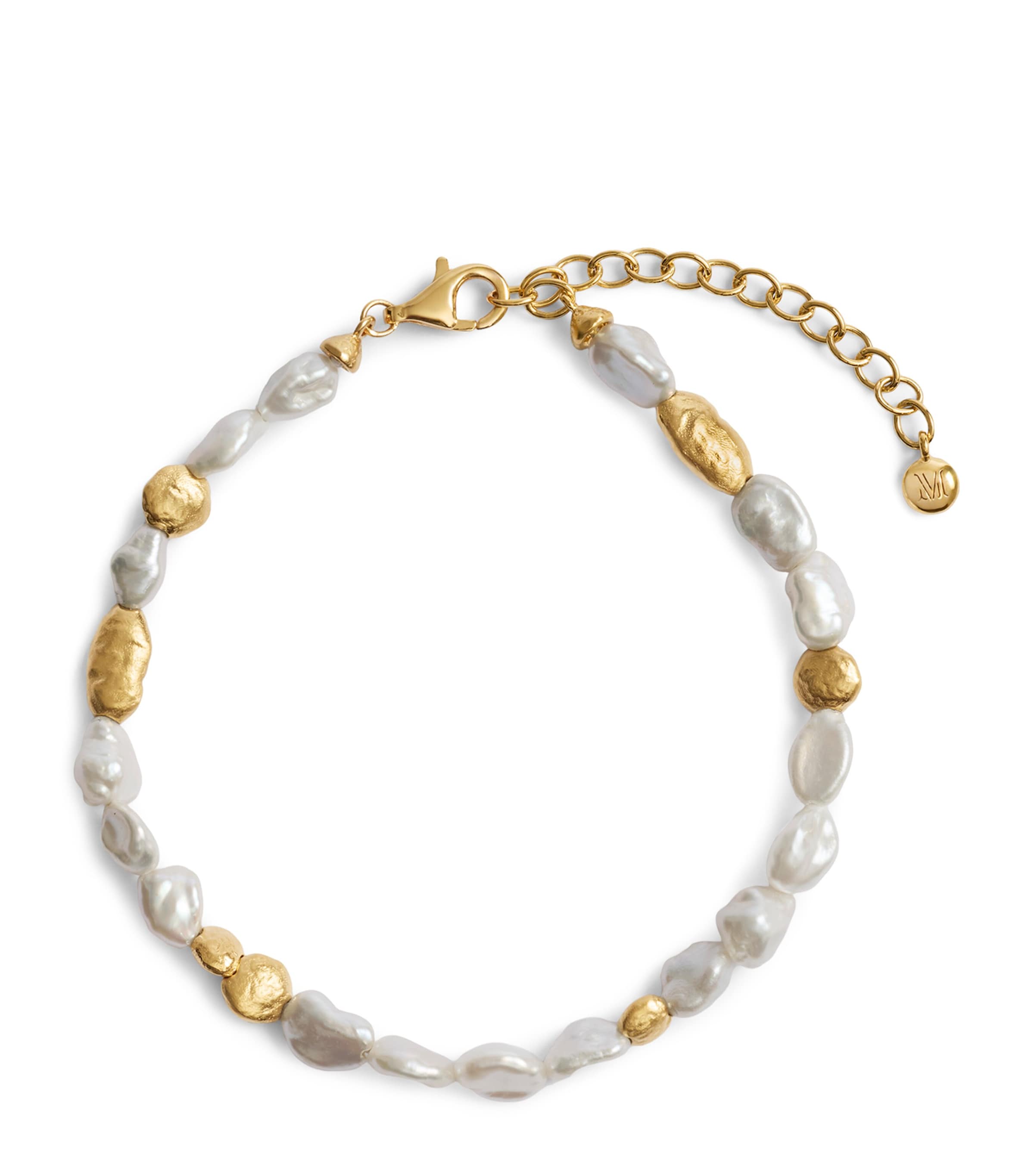 Monica Vinader Gold Vermeil and Pearl Capri Bracelet White