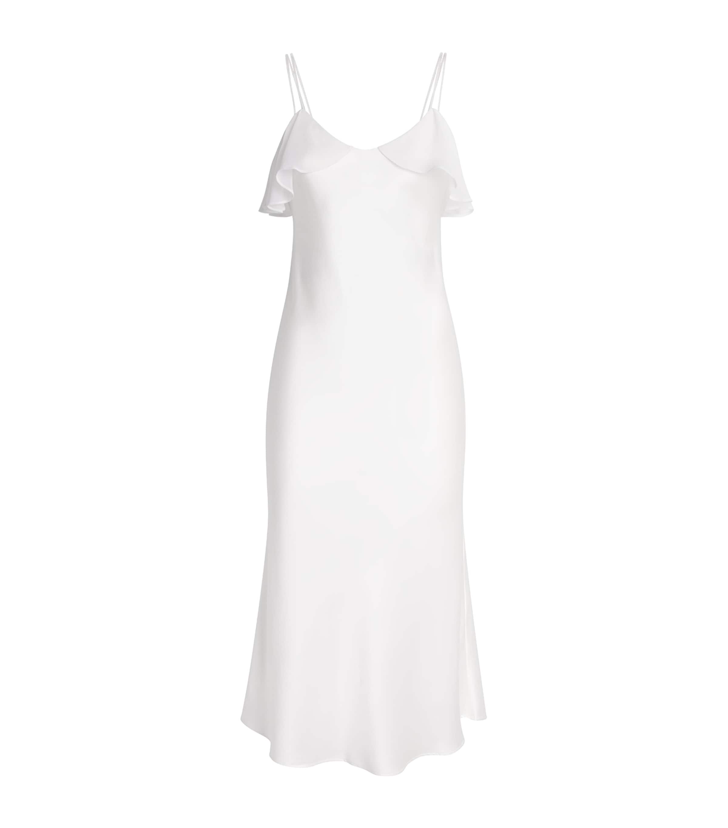 MANITO Womens Mulberry Silk Aurora Midi Slip Dress White