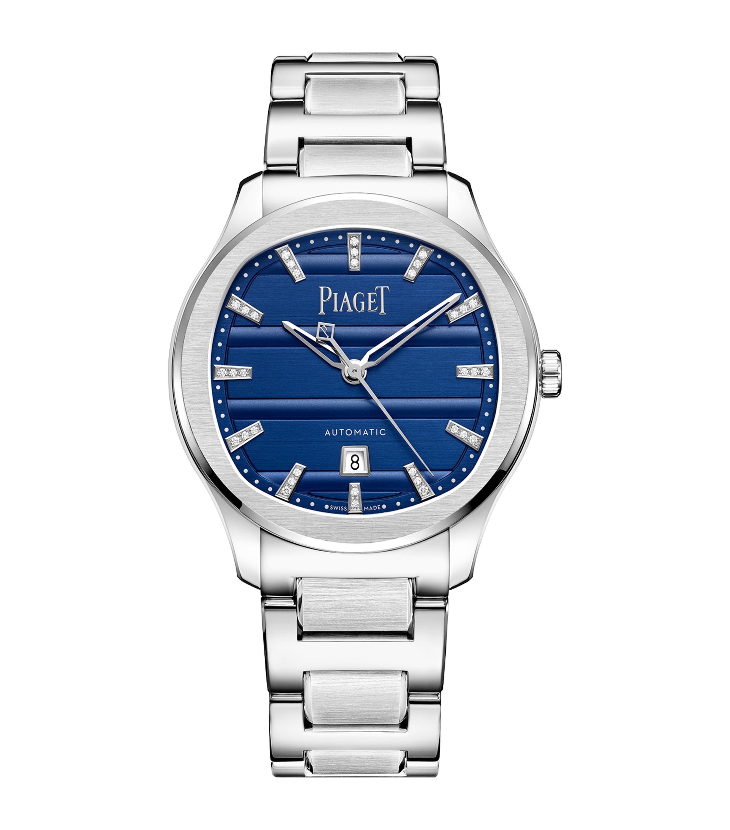 Piaget Stainless Steel and Diamond Polo Date Watch 36mm Silver