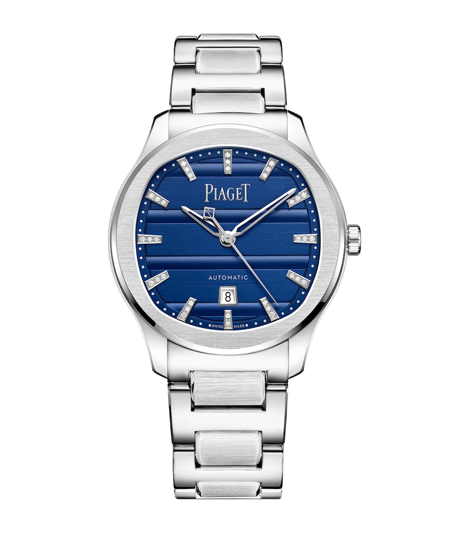 Piaget Stainless Steel and Diamond Polo Date Watch 36mm Silver