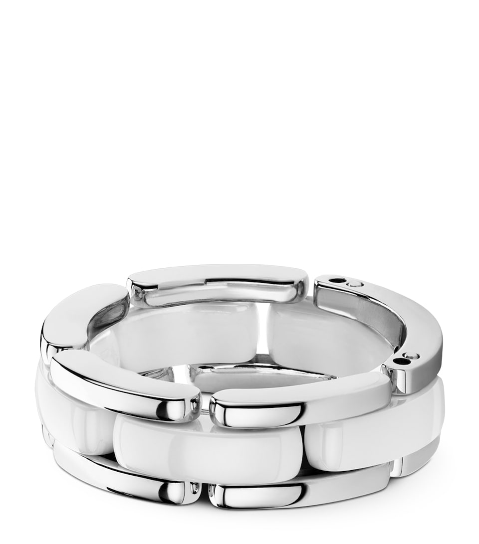 CHANEL Medium White Gold And Ceramic Flexible Ultra Ring