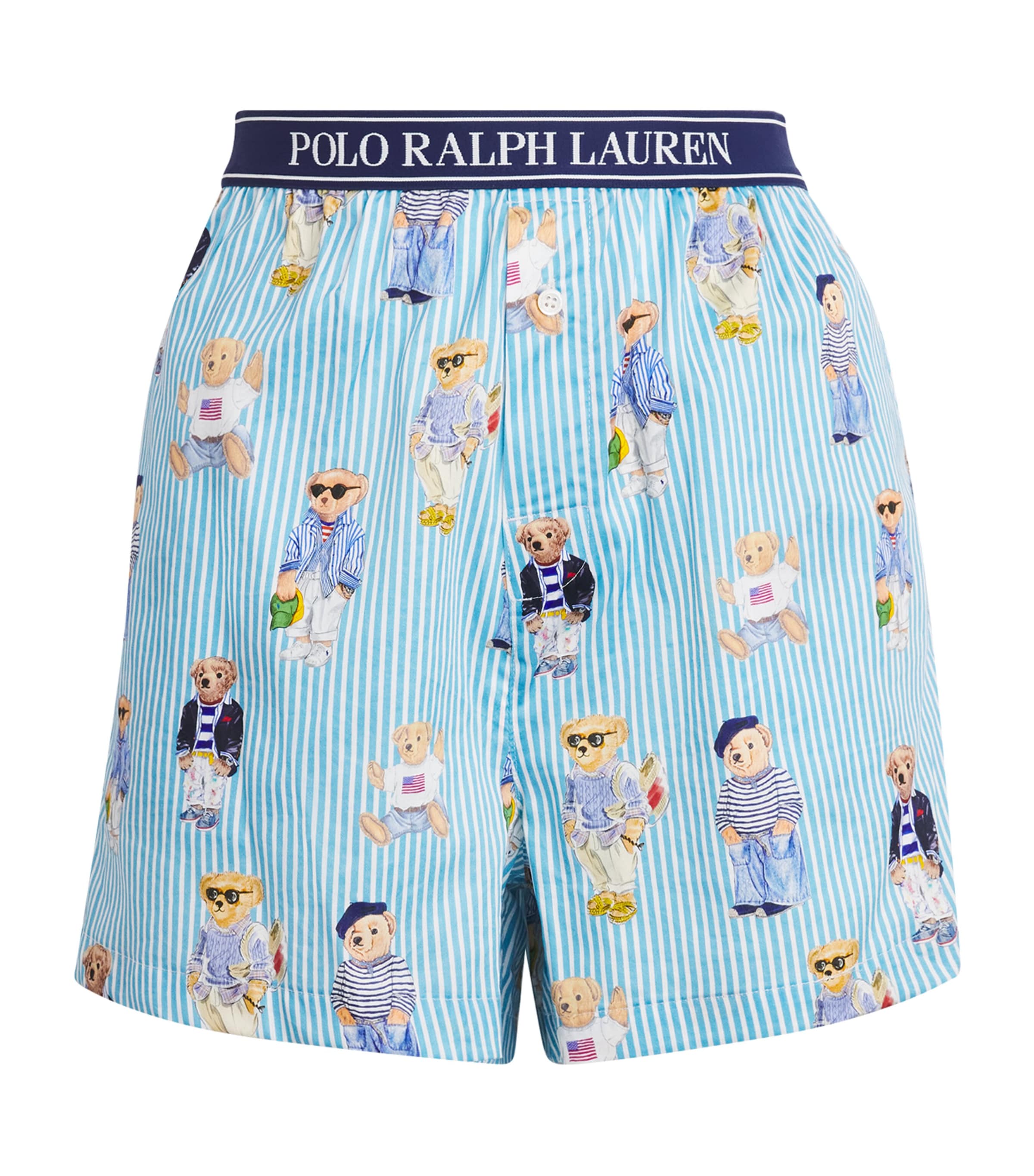 Polo Ralph Lauren Womens Cotton Polo Bear Logo Pyjama Shorts Agua Mist Bear
