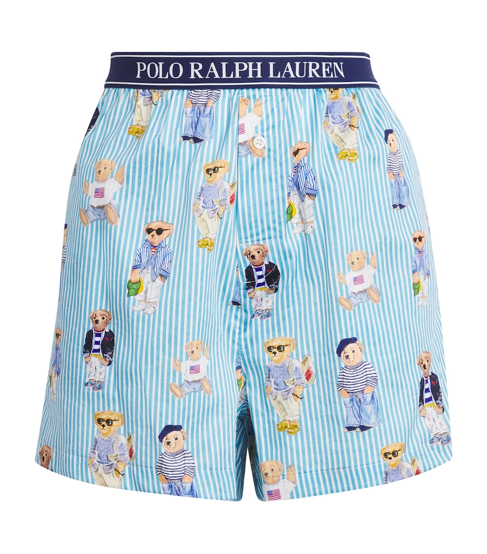 Polo Ralph Lauren Womens Cotton Polo Bear Logo Pyjama Shorts Agua Mist Bear