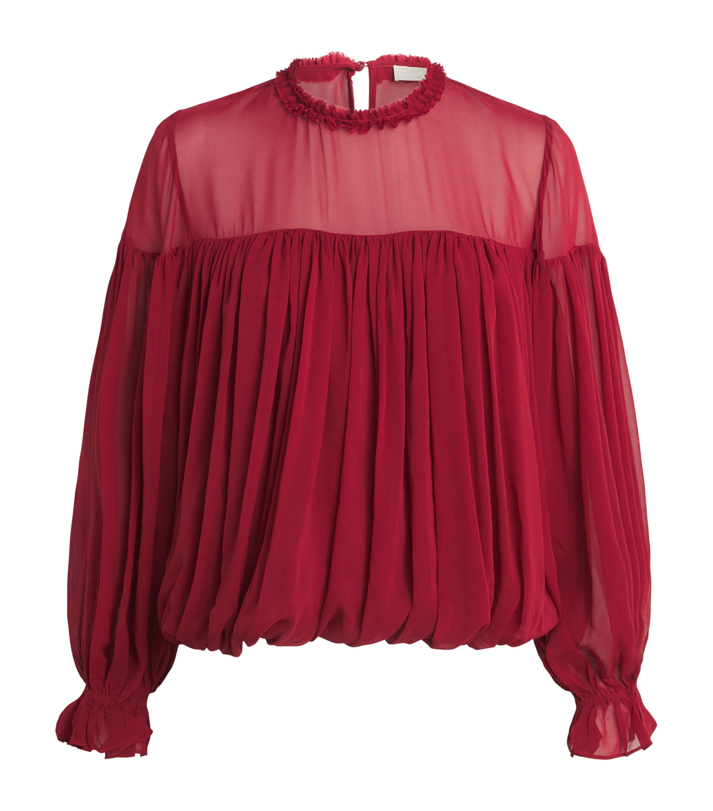 Ulla Johnson Womens Silk Gathered Pearl Blouse Cerise